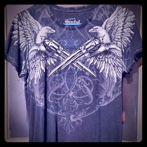 Sinful by Affliction Crow Tee Sz L